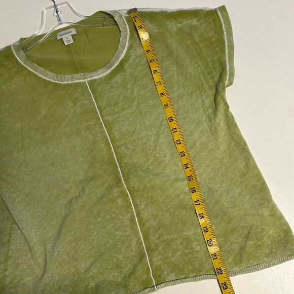 Sundance Acid Washed Short Sleeve Sweater Womens Medium Pear Green Exposed Seam - Picture 9 of 10